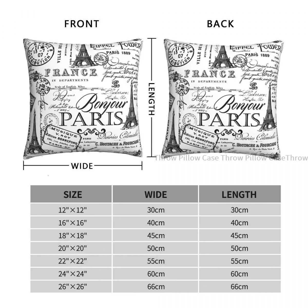 Vintage Paris Black And White Nostalgic Pattern Cojines Throw Case Cushion Covers Home Sofa Chair Decorative BackpackM251119