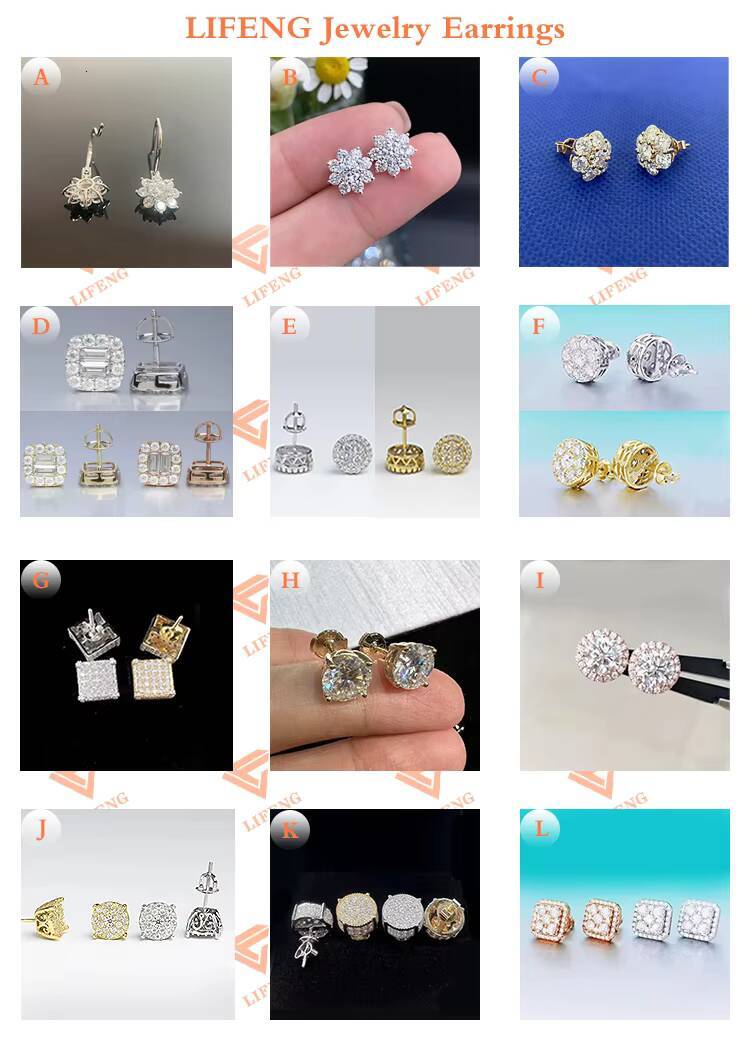 Best Grade 925 Silver Moissanite Earrings Elegant Flower Pattern Diamond Main Stone Fine Jewelry for Men Women for Weddings