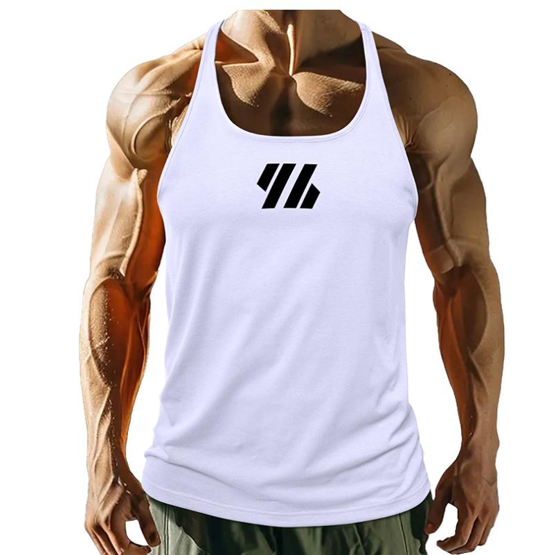 XXXL Mens Cotton Tank Tops Gym Fitness Muscle Sleeveless Shirt Male Printing Undershirt Basketball Bodybuilding Sports Vest Running Training Tops