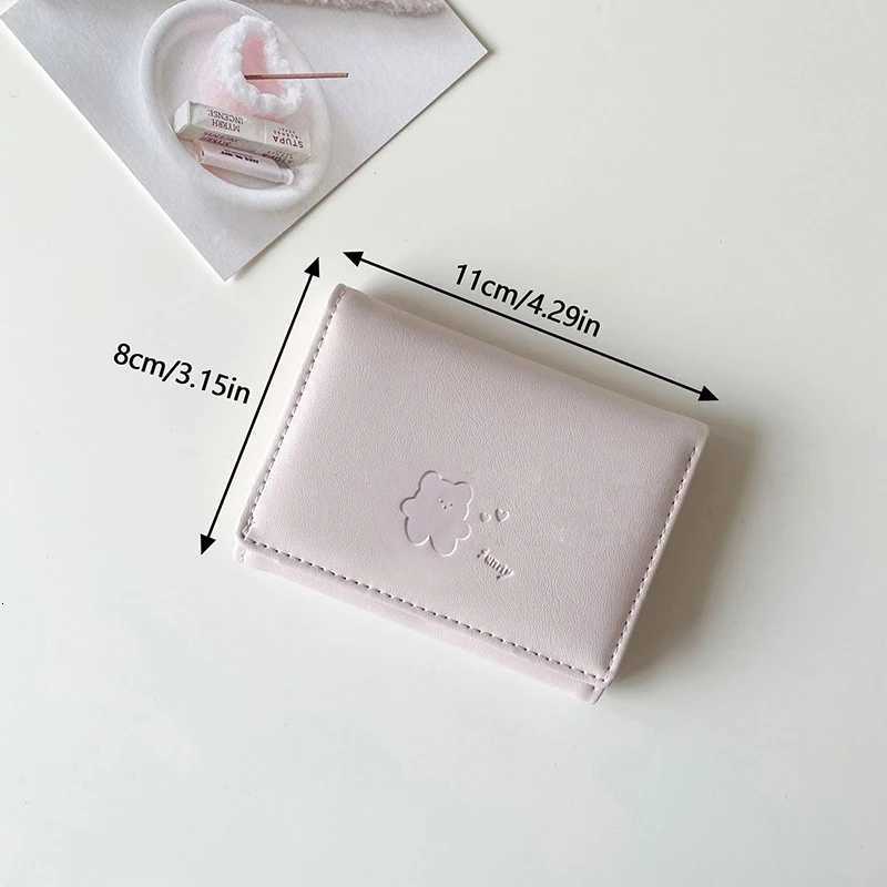 Women Cute Bear Wallets Triple Multi Functional Short Wallets Fold Card Holder Coin Purse Ladies Card Bag Clip Cartoon BagsT251119