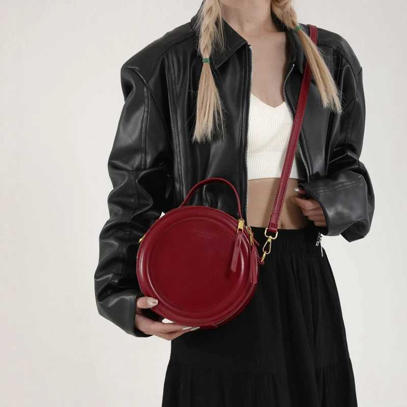 Round Leather Crossbody Bags For Women Luxury High Quality Handbags Women Bags Designer Shoulder Bag Female Retro Clutch PursesW250512