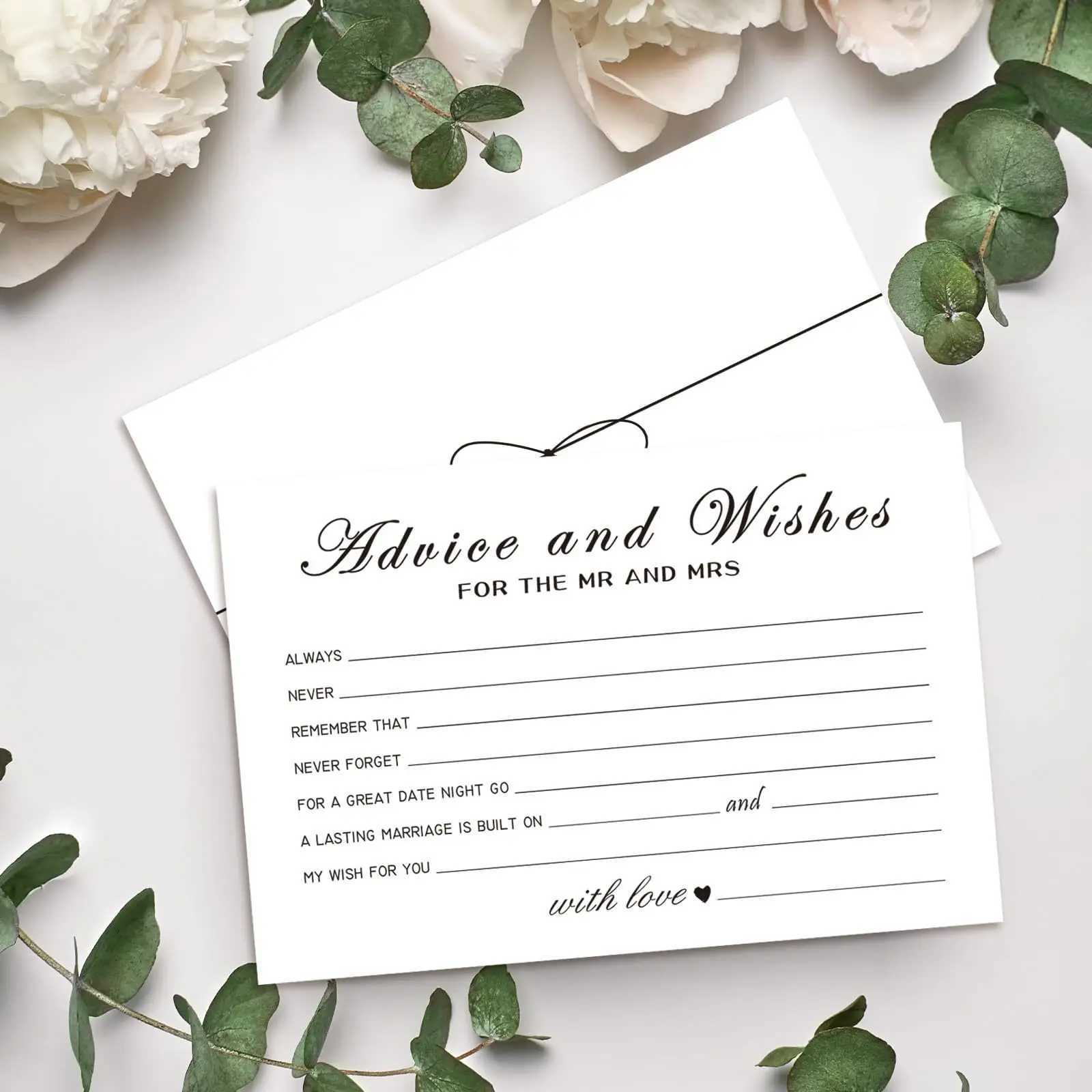50Pcs Advice Cards Note Marriage Advice Reception Decor Wedding Well es Cards for Bride and Groom Newlyweds Bridal Shower G251119