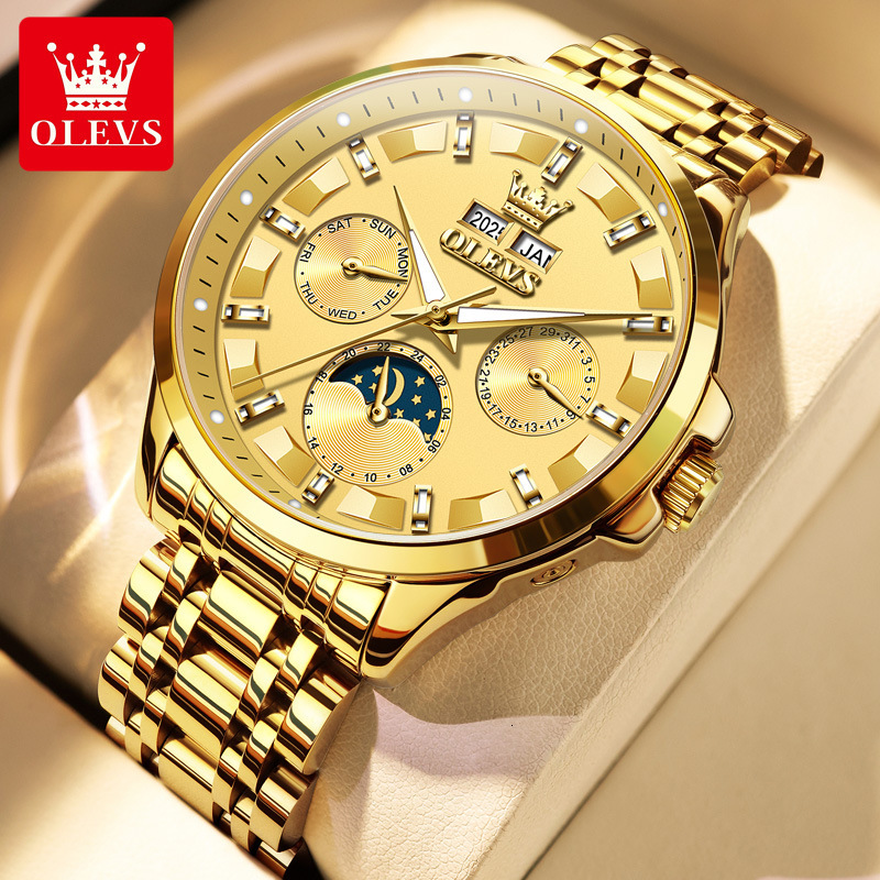 OLEVS Brand Designer Luxury Business Men's Outdoor Perpetual Calendar Multi-functional Mechanical Watch Fully Automatic Waterproof Men's Wat