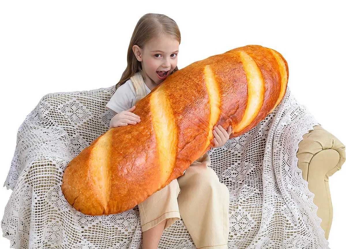 3D Simulation Bread Shape Soft Lumbar Baguette Back Cushion Funny Food Plush Stuffed CushionM251119