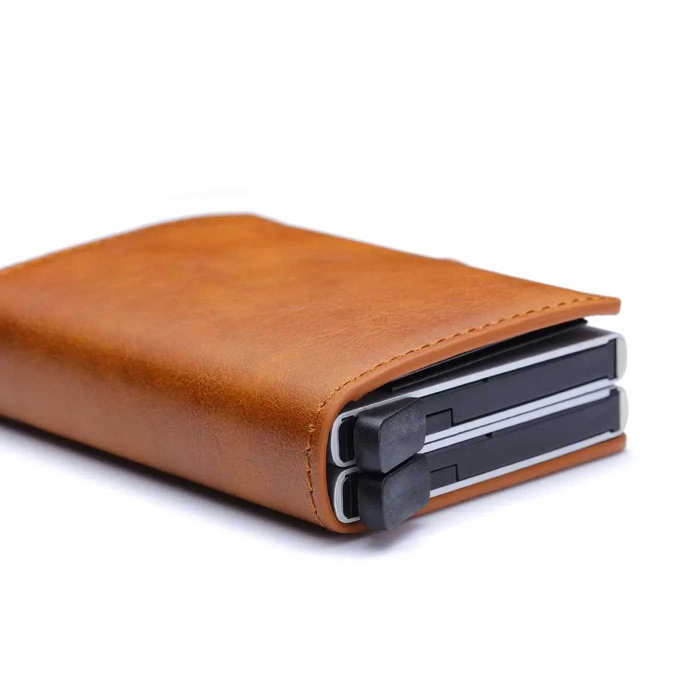 Mens Carbon Fiber Double-layer Wallet - Free Name Engraving - RFID Blocking Mini Card Holder 12-14 Slots - Small Money PurseT251119