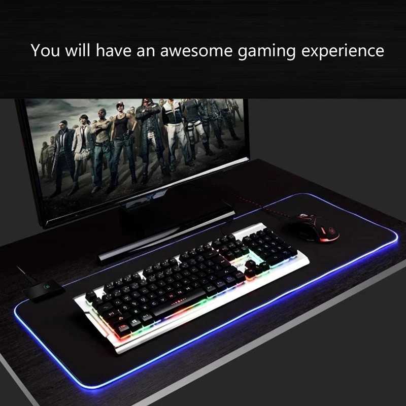 LED Light Mousepad RGB Keyboard Cover Desk-mat Colorful Surface Mouse Pad Multi-size Computer Gamer Esports Mouse Pad WaterproofM251119