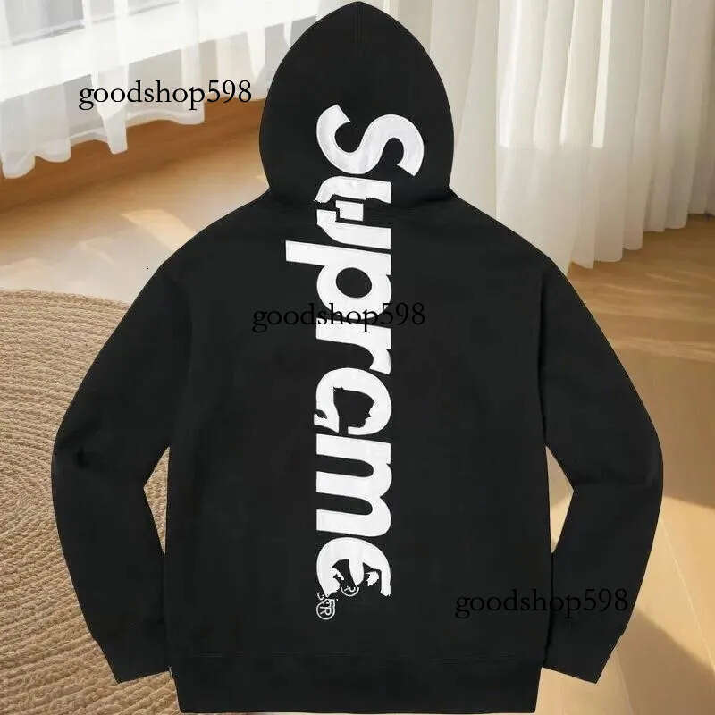 New Men's designer street fashion brand letter embroidery men's pure cotton plus size sweat absorbing sup hip hop hoodie