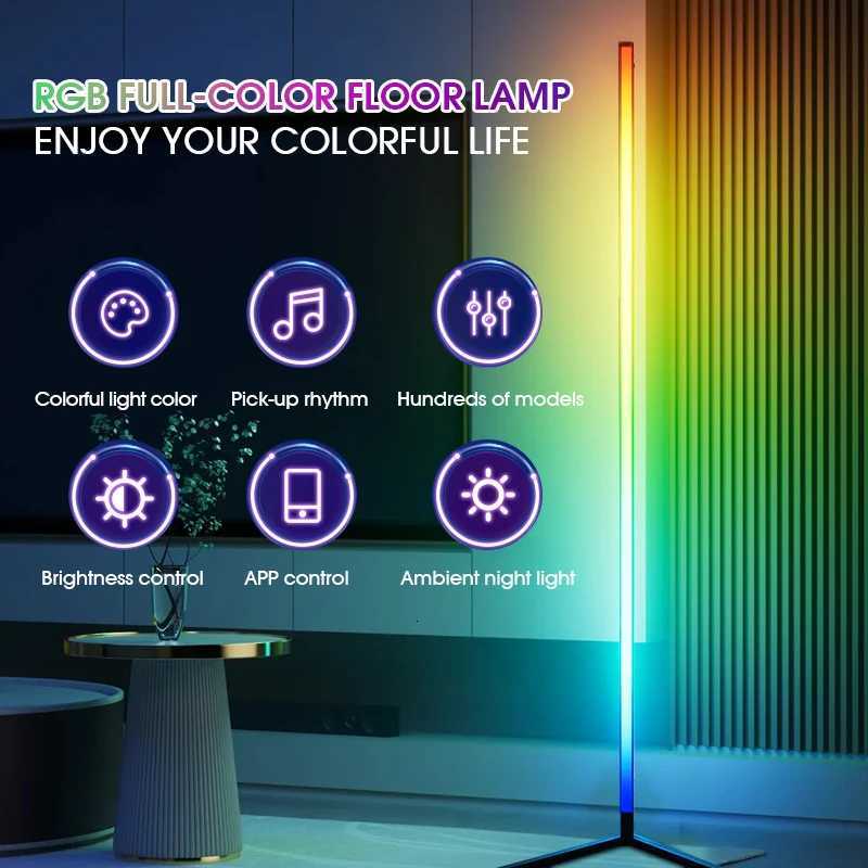 RGB LED Floor Lamp LED Corner Lamp Works Smart Modern Floor Lamp with Music Sync and 16 Million DIY Colors Floor Lamp M251119