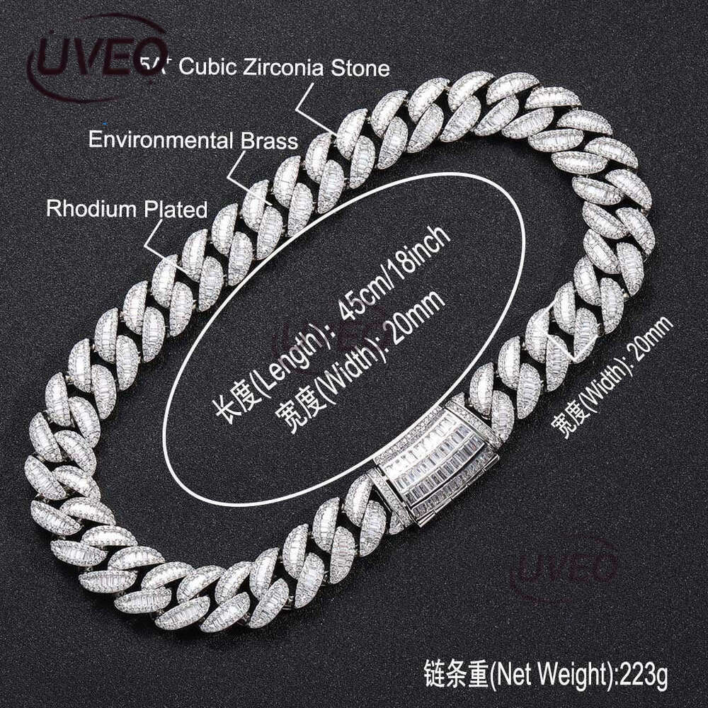 Luxury designer Jewelry Hip Hop Cuban Chain 20mm Ice Out VVS Moissanite Necklace with free shipping