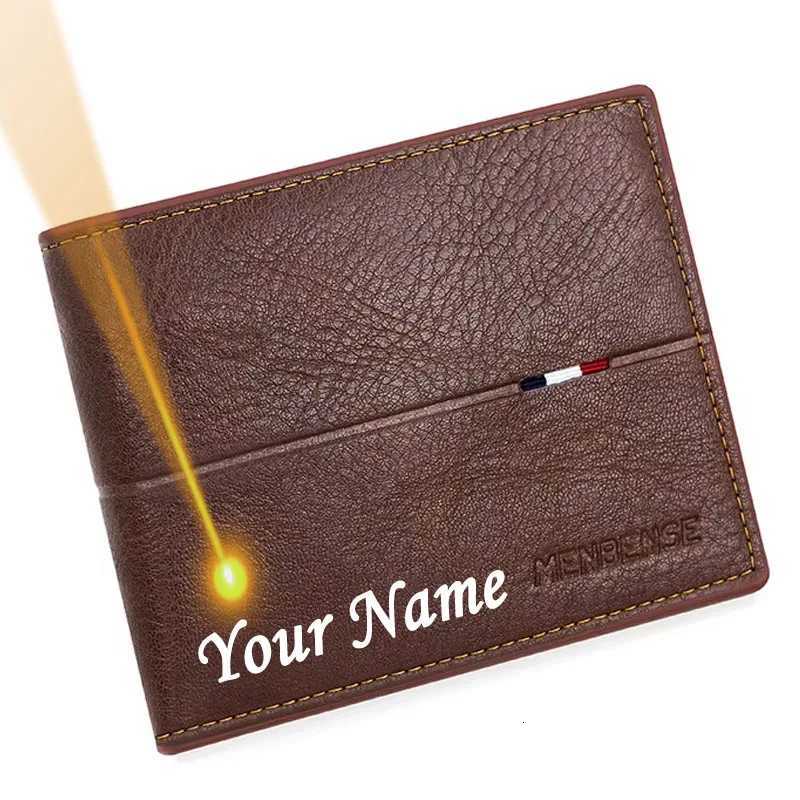 Free Name Engraving Men Wallets New Short Zipper Card Holder Quality Male Purse Simple Slim Coin Pocket PU Leather Mens WalletT251119