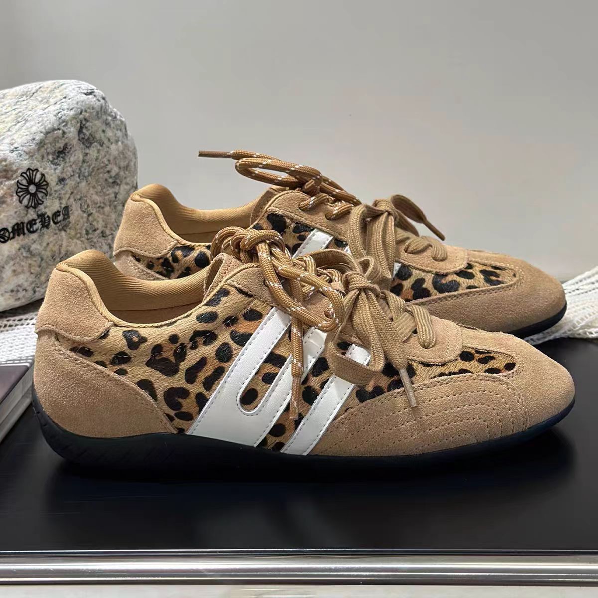 designer shoes Cowhide Leopard Print German Training Breathable Casual Lightweight Comfortable Sports Sneakers Women's Shoes