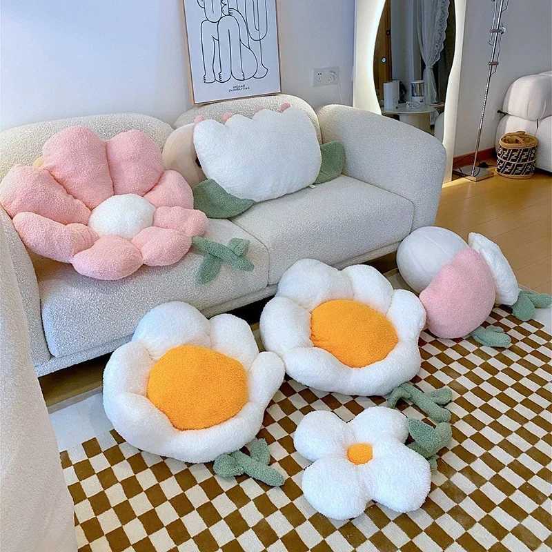 Flower Office Chair Lumbar Back Cushion Cute Plush Sofa Throw s Soft Elastic Decor Cushions Winter Floor Futon MatM251119