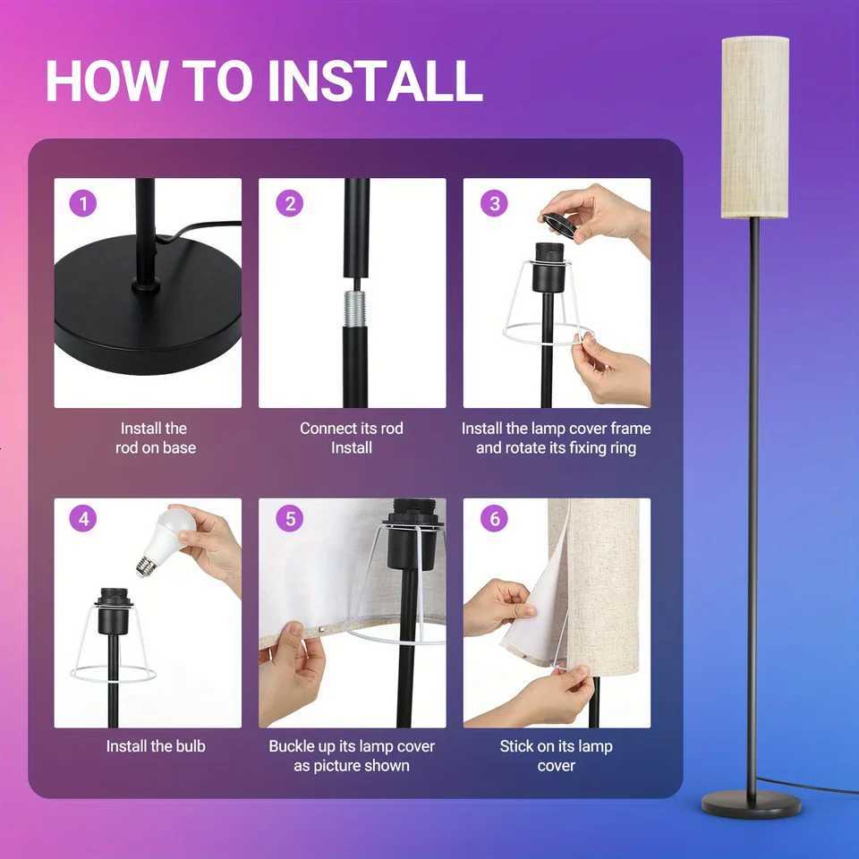 1PC 63 - inch Modern RGB Floor Lamp with Voice Control Dimmable Ideal for Bedroom/Party Adjustable W Light M251119