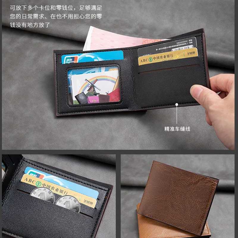 Mens Slim RFID Wallet - Compact Multi-Card Holder with Cash Coin Pocket Minimalist Front Pocket Money OrganizerT251119