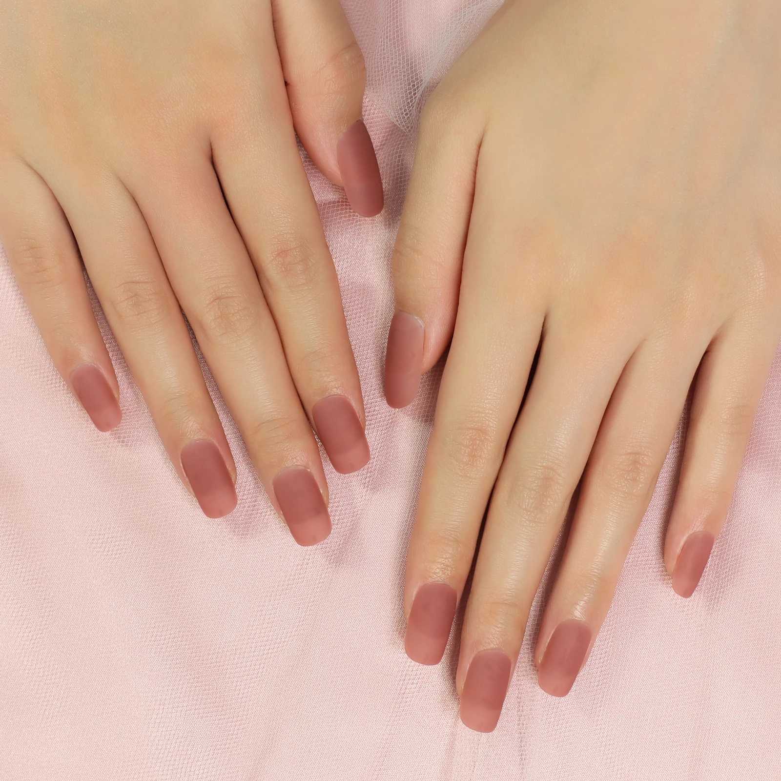 IMABC press on fake nails middle size matte finishes square for women girls stick on nails 24pcs/setT251118T251119