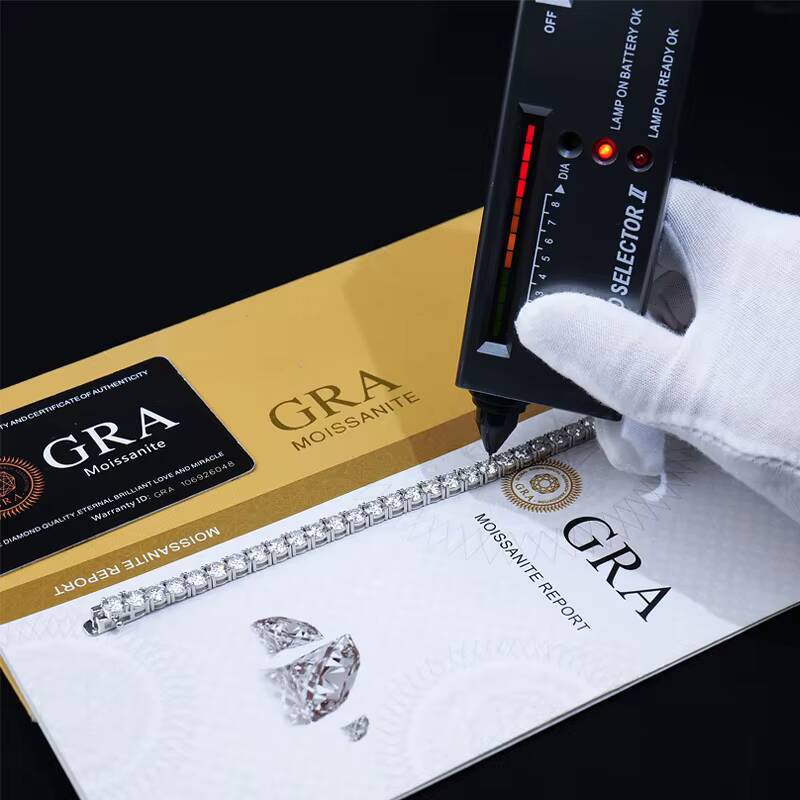 RINNTIN SMB Pass Diamond Tester 5MM Luxury 925 Sterling Silver Hip Hop Jewelry VVS1 Moissanite Tennis Chain Bracelet