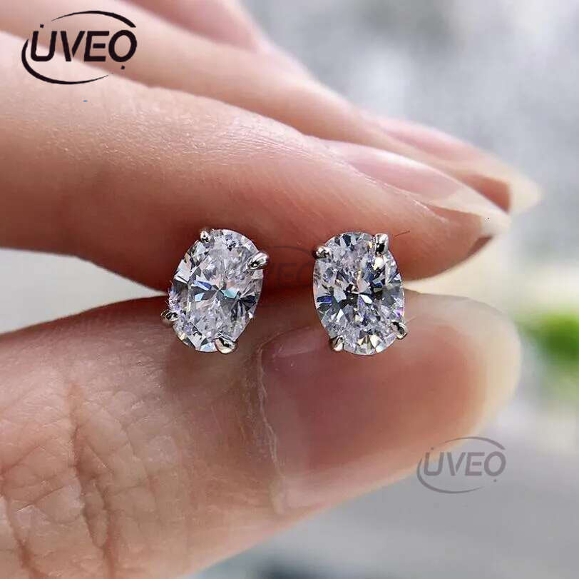 Choucong Drop Ship Top Sell Stud Earrings Moissanite Solitaire Simple Fashion Jewelry Sterg Sier Gold Fill Women Wedding Oval Dia Earring Gift