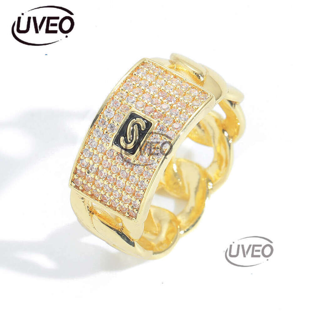 Luxury designer Hip Hop Men Women Few Ice out VVS Moissanite 14K gold Full Diamond Cuban Chain Hip Hop Ring with free shipping