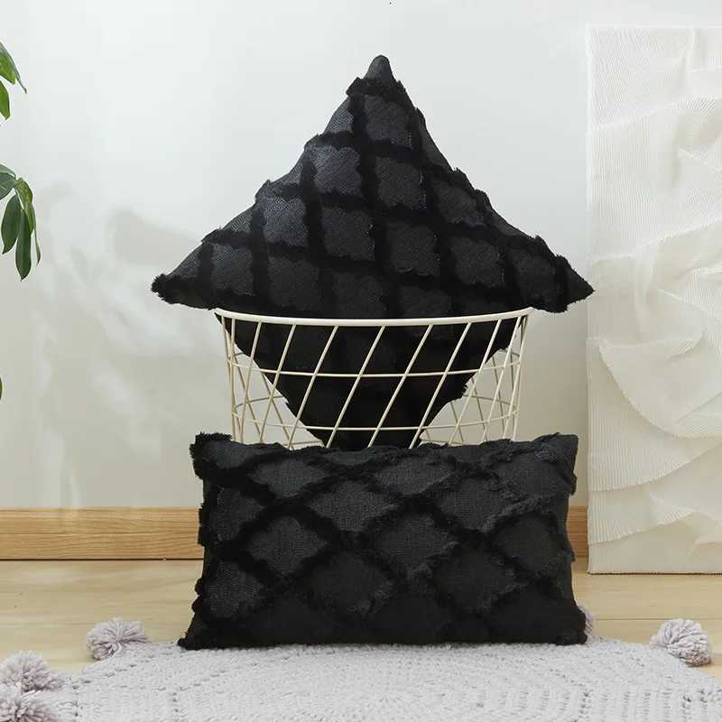 1/2Pcs 30x50cm 45x45cm Black Covers Plush Fluffy Cushion Covers for Farmhouse Rustic Gift Covers Christmas DecorM251119