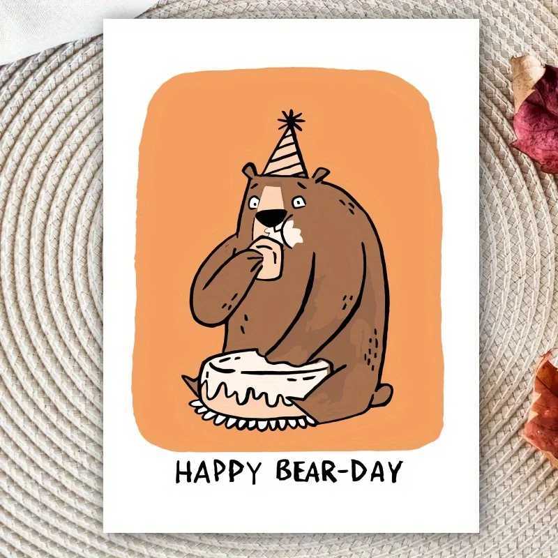 1pc happy bear pun funny happy bear day birthday card special occasion birthday card for friend G251119