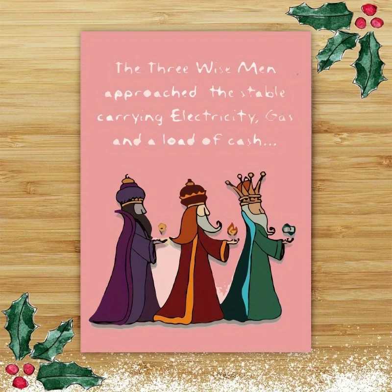 1pc Happy Christmas Time Card Merry and Bright Christmas Card December Christmas Card Funny Wise Man Christmas Card G251119