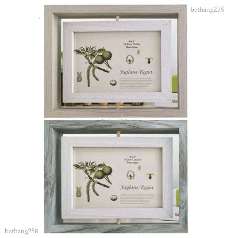 Creative Rotating Wood Photo Frame Nordic Style Pictures Poster Painting Frames Tabletop Home Decoration H260306