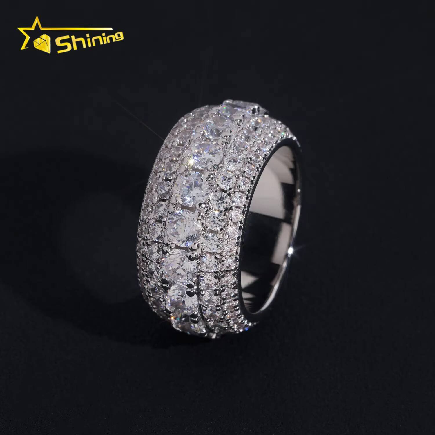 Ready to Ship Men Hip Hop Fully Iced Out CZ Diamond Ring Fashion Jewelry Rings Brass Zircon Engagement Ring
