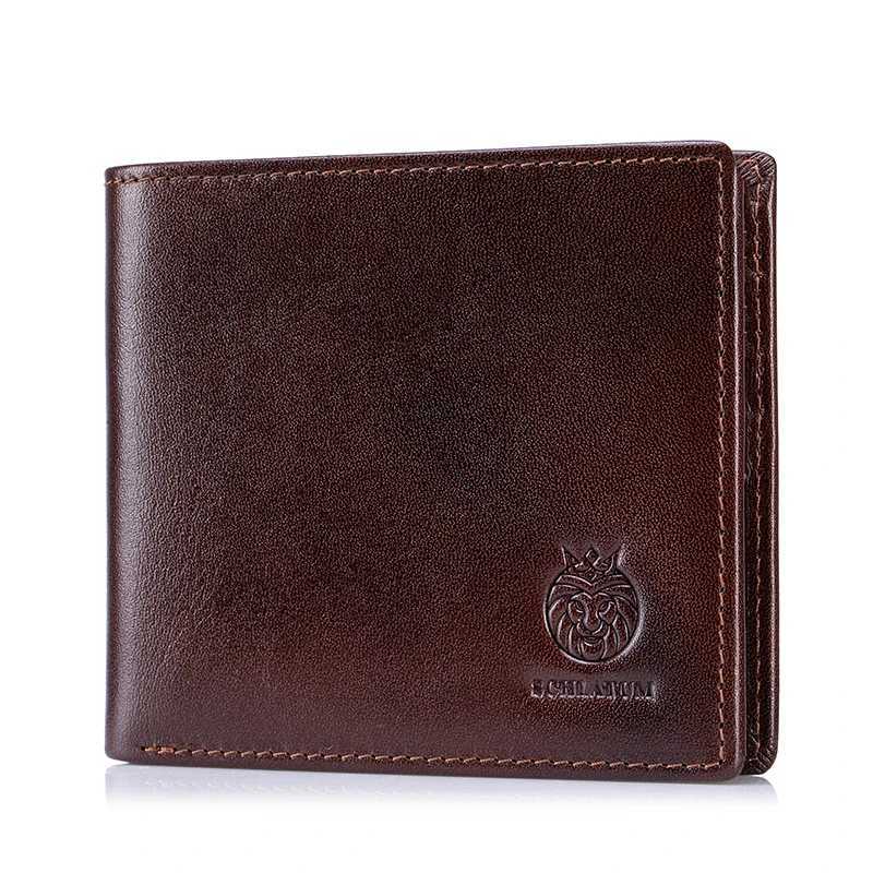 Genuine Leather Wallet for Men 9 Cards Mens Wallet Bifold Rfid Blocking with 2 ID Windows Card Holder WalletT251119