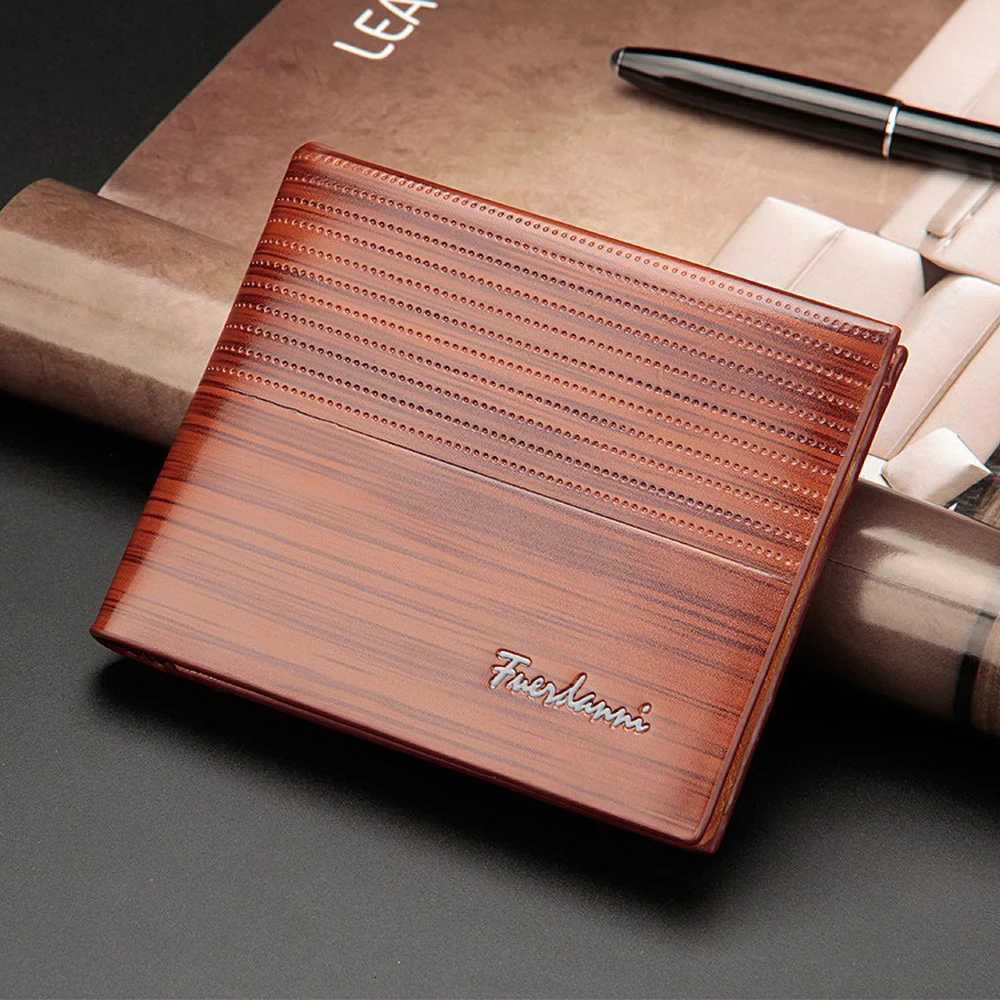 Mens PU Leather Wallet Retro Wood - Grain Bifold Purse with Multiple Card Slots Large Banknote Compartment Fashion MaT251119