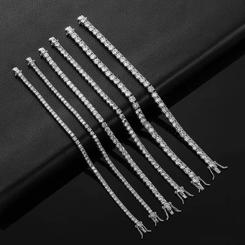 RINNTIN SMB Pass Diamond Tester 5MM Luxury 925 Sterling Silver Hip Hop Jewelry VVS1 Moissanite Tennis Chain Bracelet