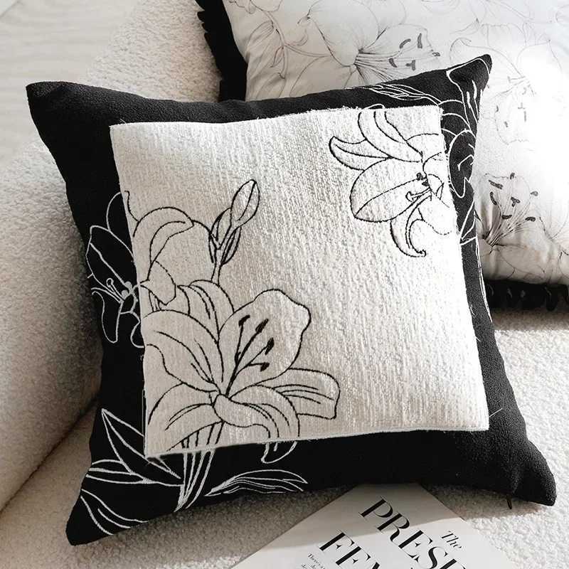 30x50/45x45CM Black White Throw Cover Luxury Embroidered Stamping Waist Cushion Cover Decor Home Decorative caseM251119