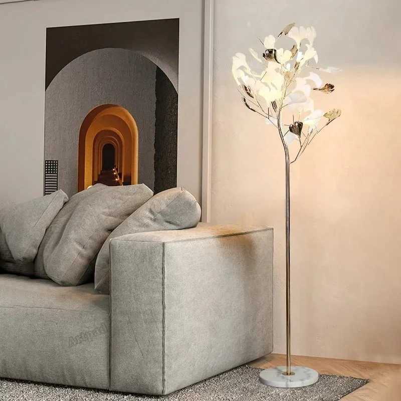 Nordic Modern Floor Lamps Sofasides Tall Floor Lights Art Decoration Bedroom Ginkgo Leaf LED Standing Lamp Living Room Homestay M251119