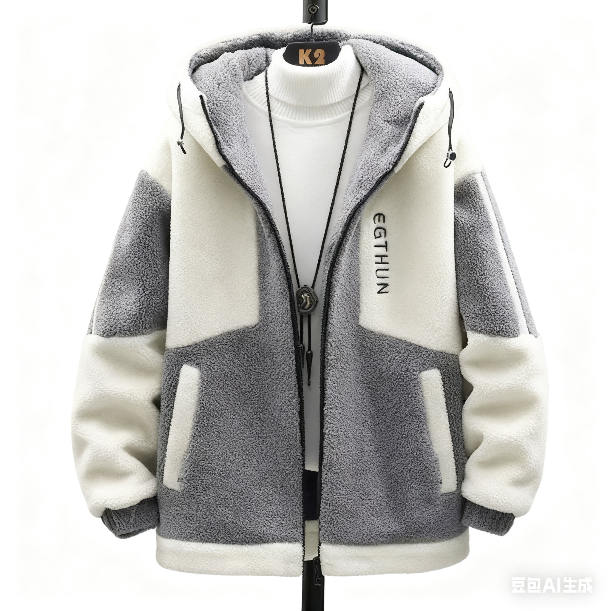 Men's Sherpa-Lined Thickened Hooded Jacket - Autumn Winter Casual Outerwear, Warm Fleece Lined Coat for Teenagers & Students