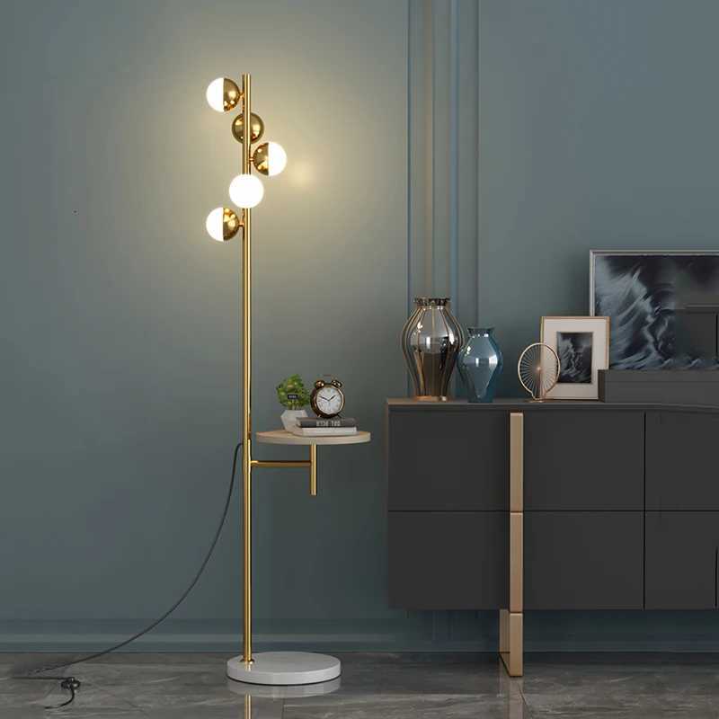 Modern Floor Lamp Nordic Standing Lamp with Round Tea Table Art Decor 5 Balls Floor Lamps for Living Room LED Sofa Floor Lights M251119