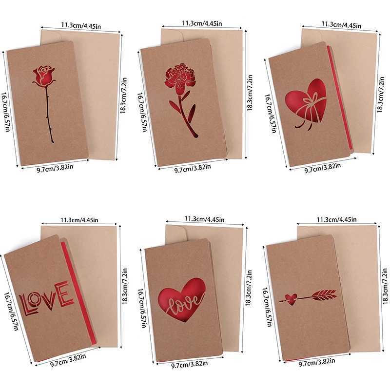 Valentines Day Mothers Day Greeting Card with Envelope Hollow Heart Flowers Gift Card Birthday Party Supplies Wedding Invitation G251119