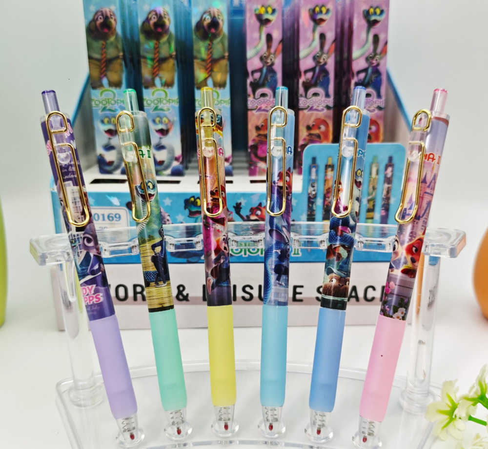 Disney 36pcs Zootopia Stitch Gel Pen Neutral Pen Cartoon Cute 05mm Black Press Sign Pen Independent Packaging Student Stationery H251119