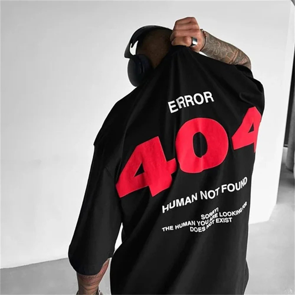 404 graphite mens Tshirt letter printing short sleeved summer Harajuku Street Y2K cotton top casual clothing 250408Z