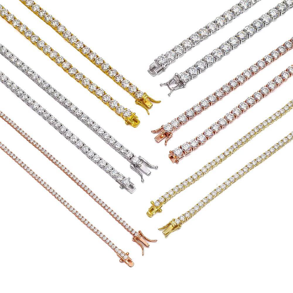 Ready Ship VVS Moissanite Diamond Tennis Chain Necklace Cheap Price Hip Hop Iced Out Chain Moissanite Chain