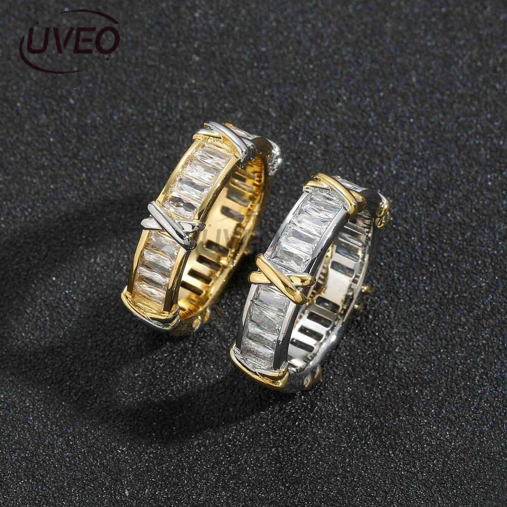 Luxury designer two-tone cross with ice out VVs Moissanite ring, free delivery of hip hop diamond ring for men and women