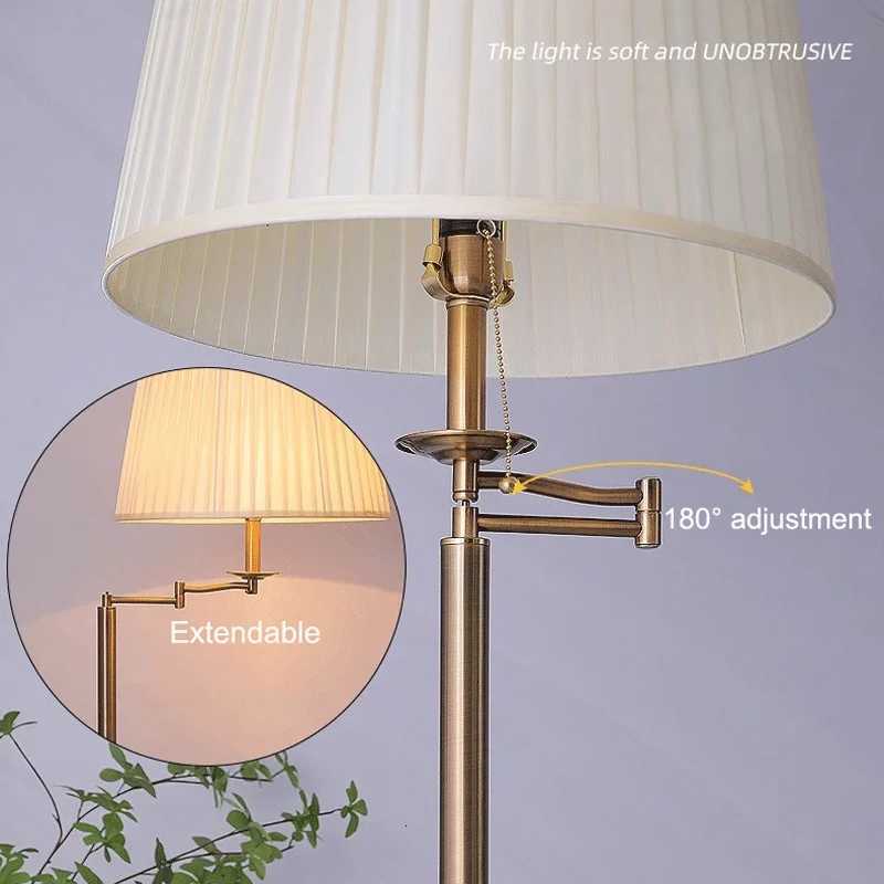American Retro Adjustable Retractable Floor Lamp Living Room Bedroom Hotel Bedside Design European Sofa Side Decor Stand Light M251119