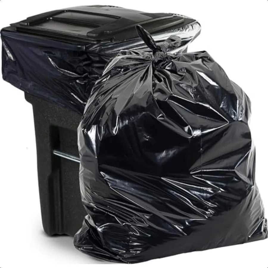 65 Gal Black Heavy Duty Garbage Bags 15 Mil 50x 48 Pack of 50 For Contractor Outdoor Construction Storage C2511192