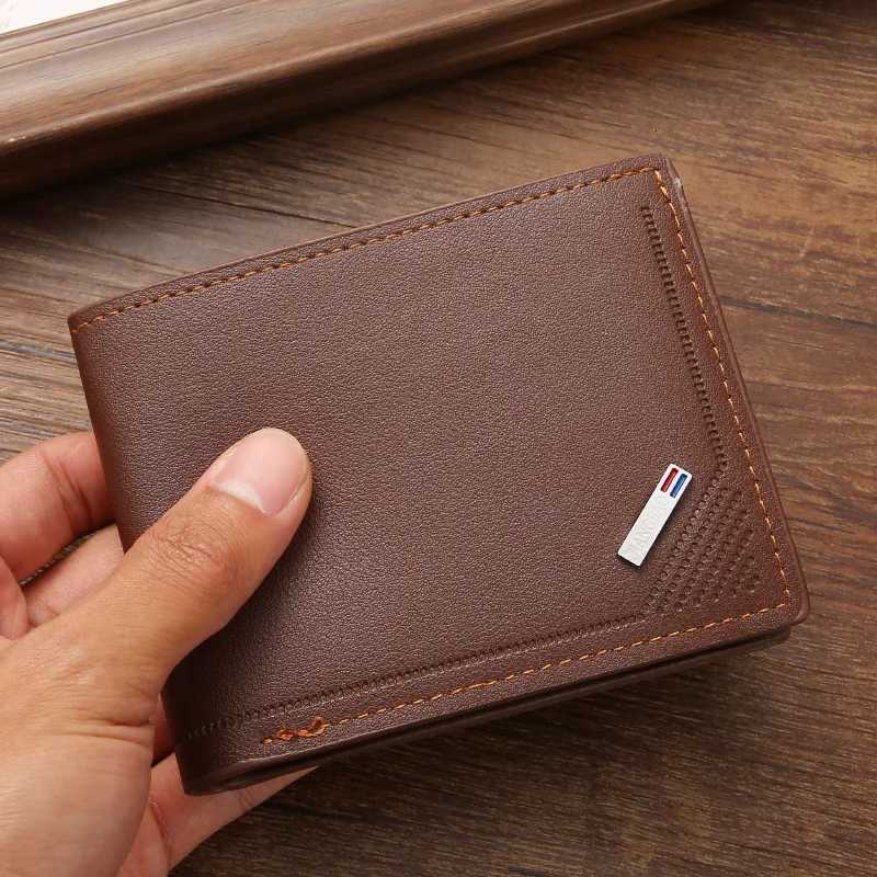Thin Mens Wallet Horizontal Short Bifold Large Capacity Card Holder Slim Minimalist Business Wallet for Men Youth FashionT251119