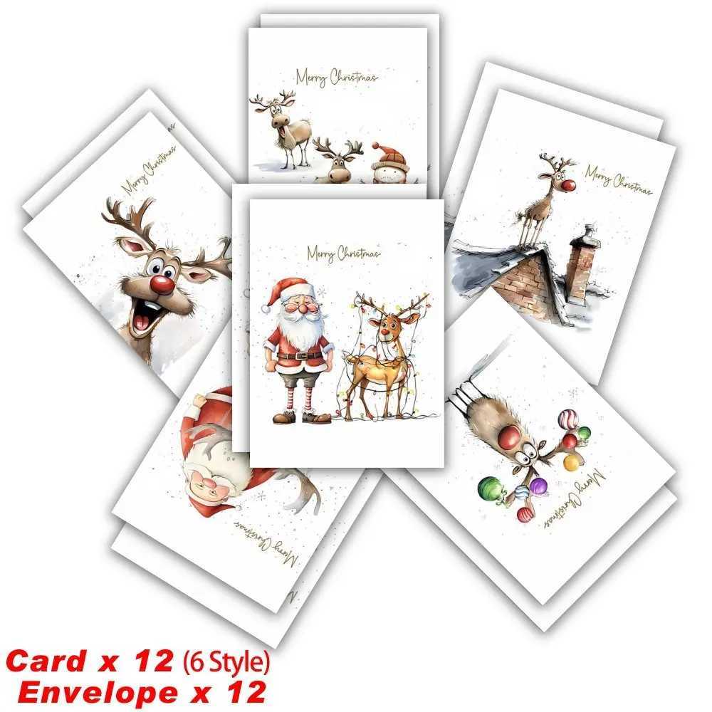 24Pcs WhimsyWorks Christmas Greeting Cards with Envelopes Festive Designs Blank Inside for Office Parties Family Friends G251119