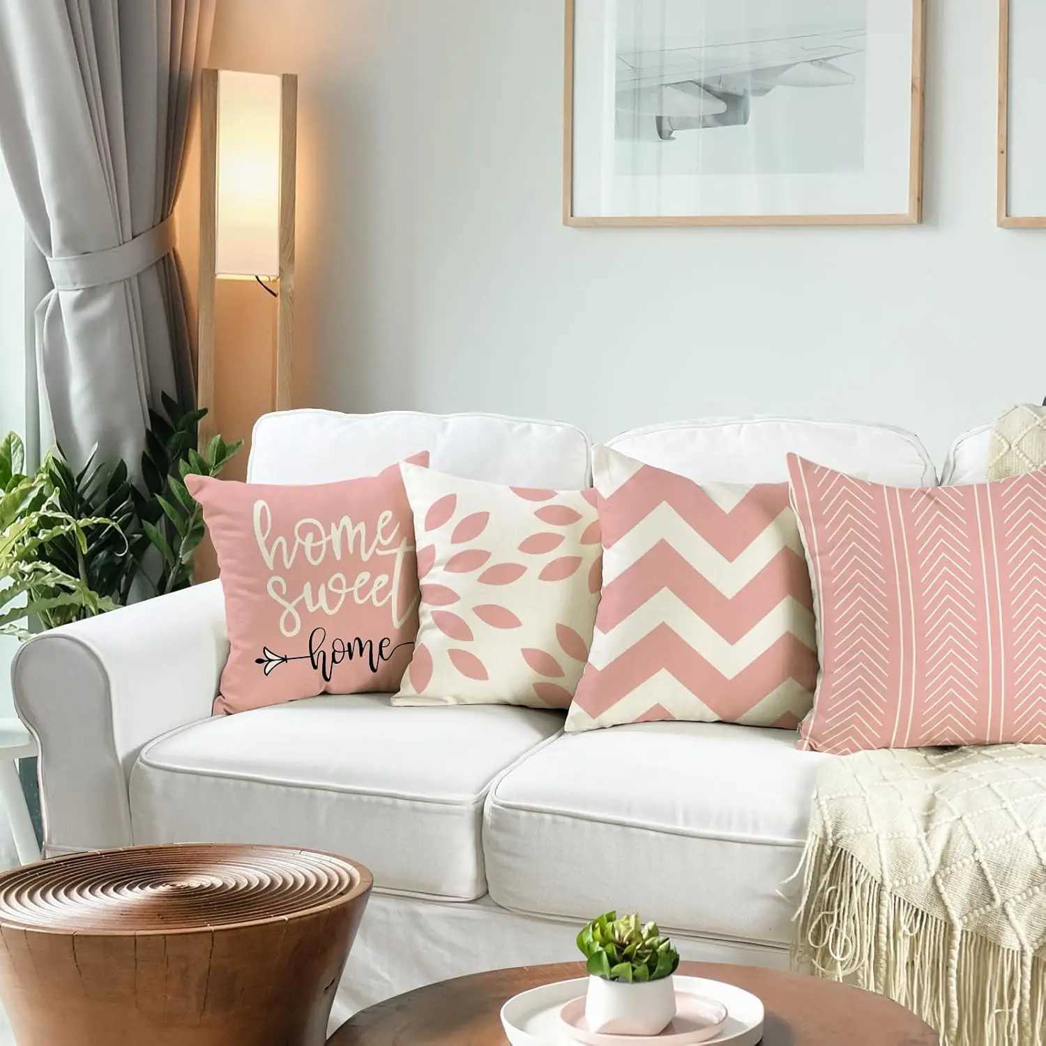 Pink Throw s Cover Decoration Outdoor Linen Cushion Covers Decorative for Bedroom Sofa Chair Bed GardenM251119