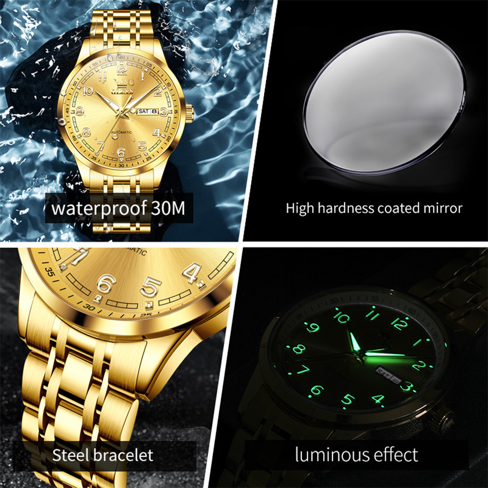 OLEVS Brand Designer Men S Watches Celebrity Endorsements Luxury Outdoor Luminous Waterproof Double Calendar Mechanical Men's Watches Free Shippi