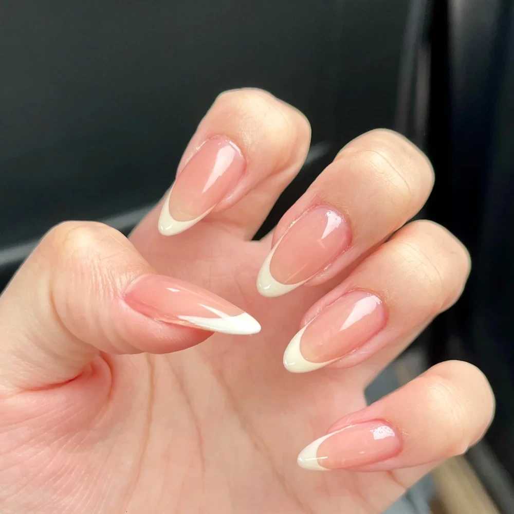 240/120pcs Pink French Almond Fake Nails Full Cover False Nail Tip for women French press on nails Wedding/daily reusableT251118T251119