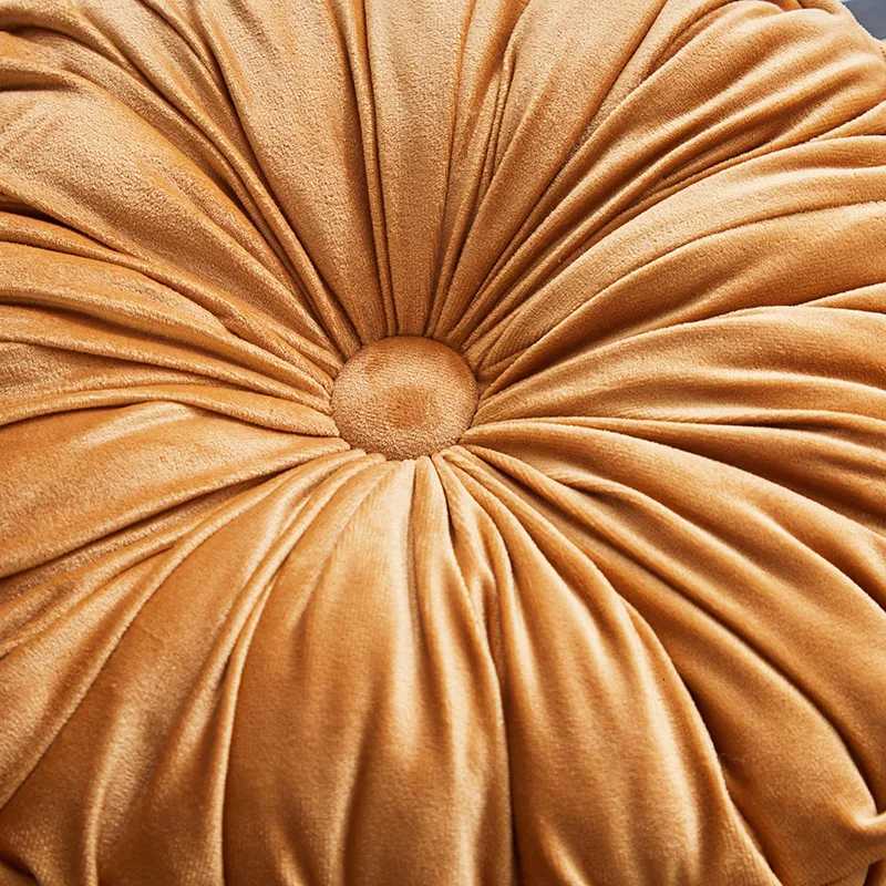 Round Throw Velvet Pleated Round Cushion for Couch Chair Bed Car Colorful Floor Cushion Home DecorationM251119
