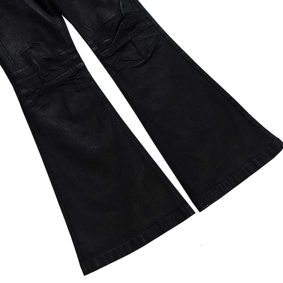 Designer Black Men Streetwear Hip Hop Denim Pants Fashion Flared Jeans Trousers for Male