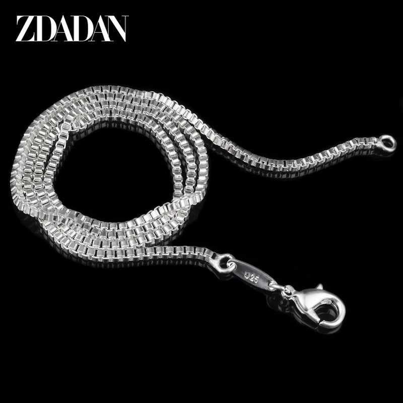 ZDADAN 100% genuine 925 sterling silver 2mm box chain necklace suitable for womens fashion jewelryT250418