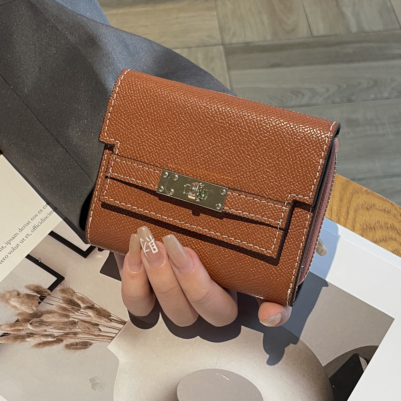 Multifunctional genuine leather wallet for women short style 2025 new model high-end niche design large capacity multiple card slots cowhide wallet